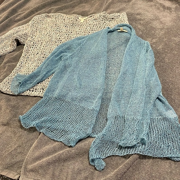 Eileen Fisher SET OF TWO Women’s Knit Cover Ups. Cardigan Sz Lg; Pullover Sz Med - Picture 2 of 16
